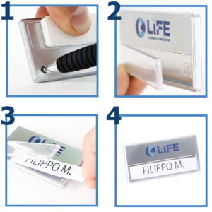 porta nome identificativo badge in metallo magnetico