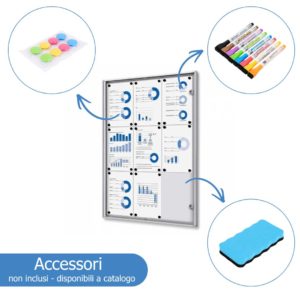 Accessori bacheca: kit magneti, kit pennarelli, cancellino