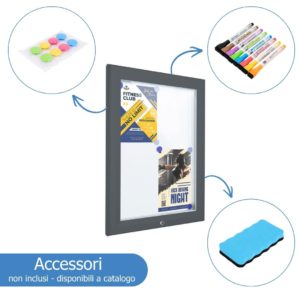 Accessori per bacheca: kit 8 magneti, kit pennarelli, cancellino