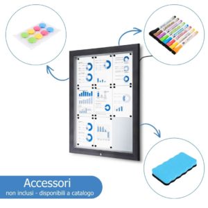 Accessori per bacheche: kit 8 magneti, kit pennarelli, cancellino