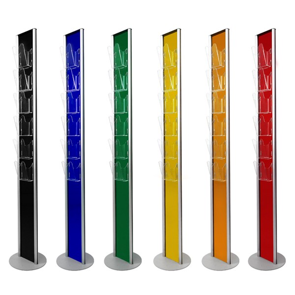 Espositore girevole serie COLOR in plexiglass colorato con tasche trasparenti