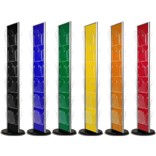 Espositore girevole serie COLOR in plexiglass colorato con tasche trasparenti A4