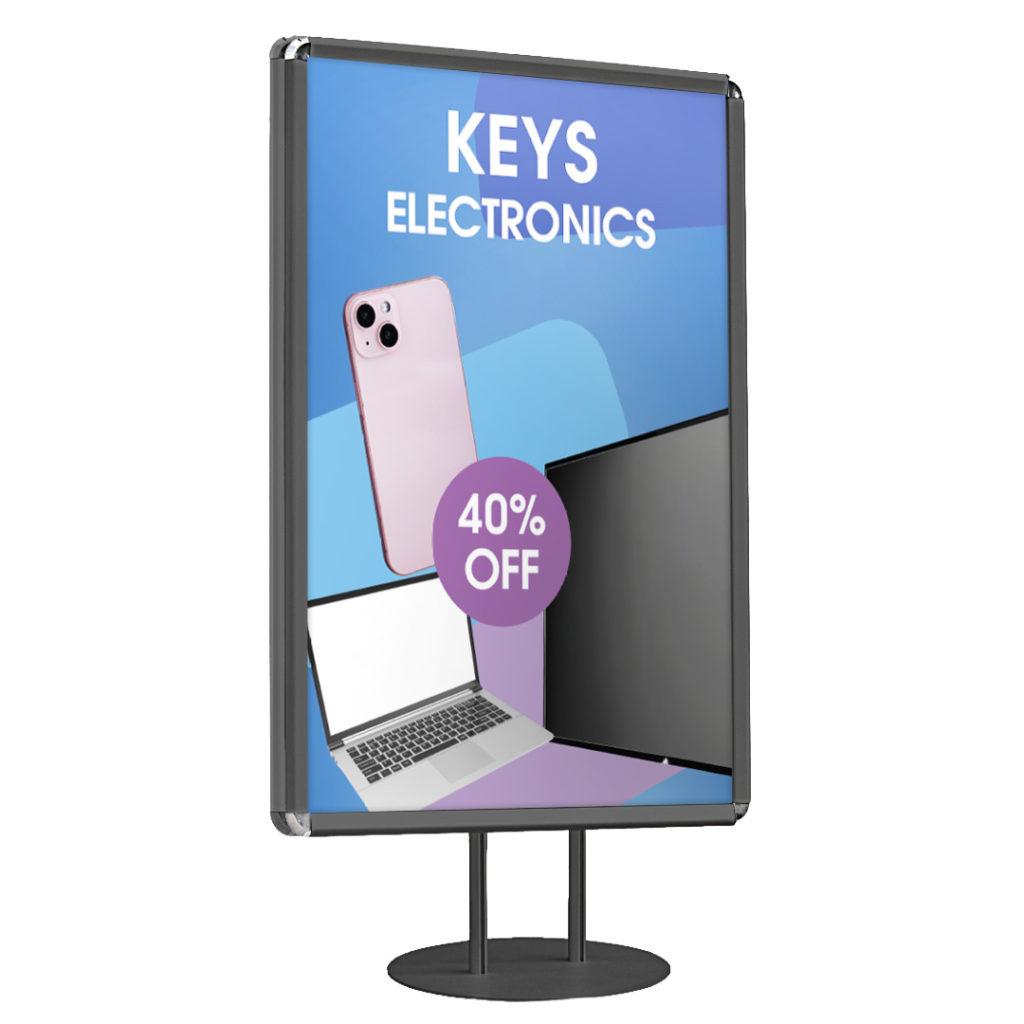 cornice a scatto da terra con piantana autoportante finitura snera doppia