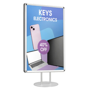 cornice a scatto da terra con piantana autoportante finitura silver