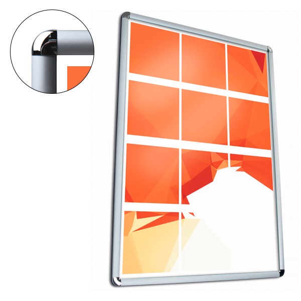 Cornice A Scatto Frame 25 A3, Alluminio Anodizzato, Angoli Tondi Cromati, Per Parete