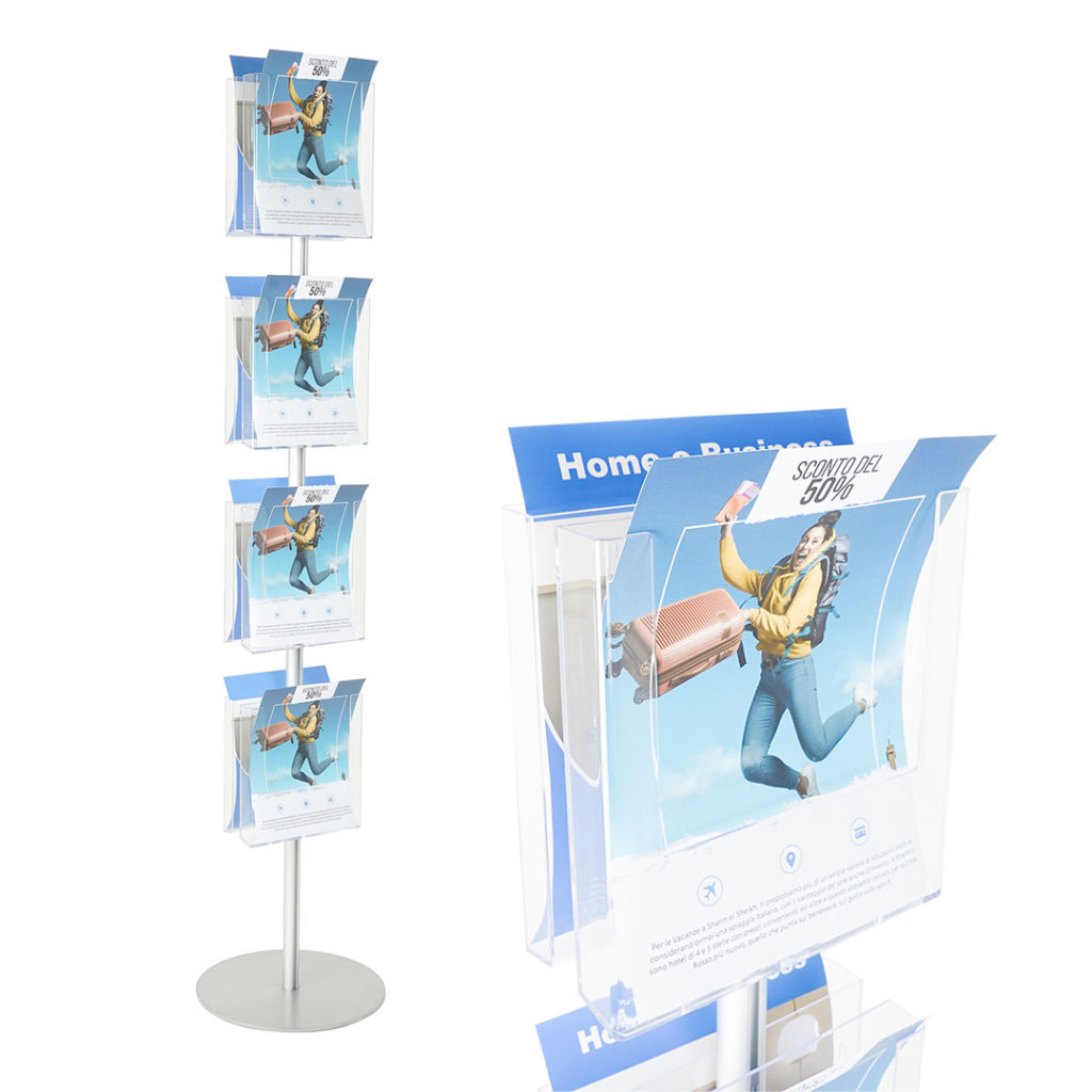 Espositore porta depliant A4 a colonna serie Easy Stand