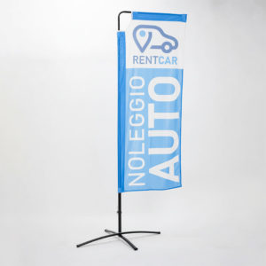 base in metallo a croce con bandiera rettangolare personalizzata