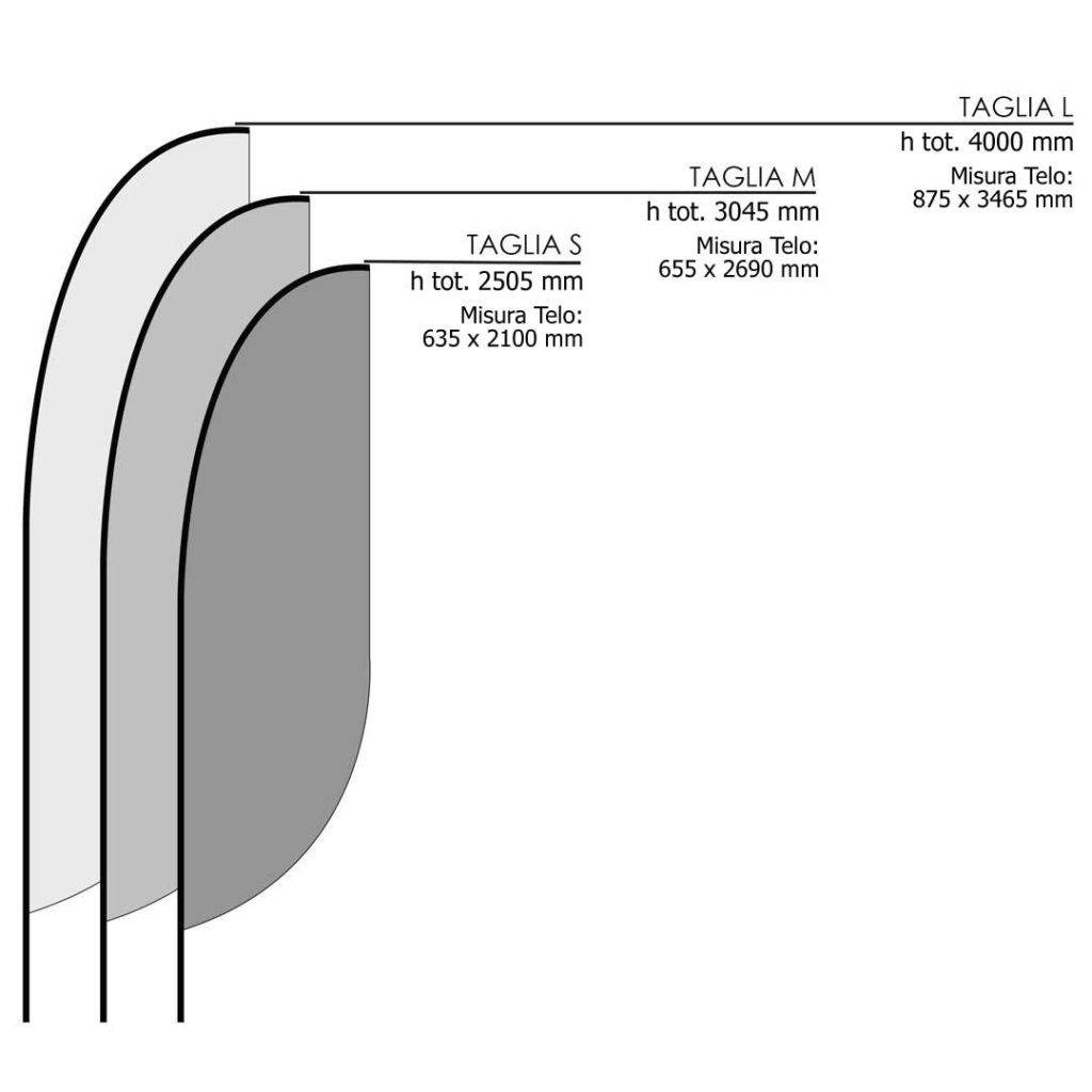 bandiera a piuma dimensioni