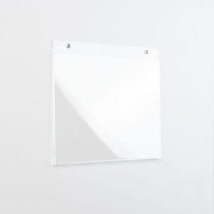 porta avvisi da muro in plexiglass trasparente con grafica intercambiabile con viti