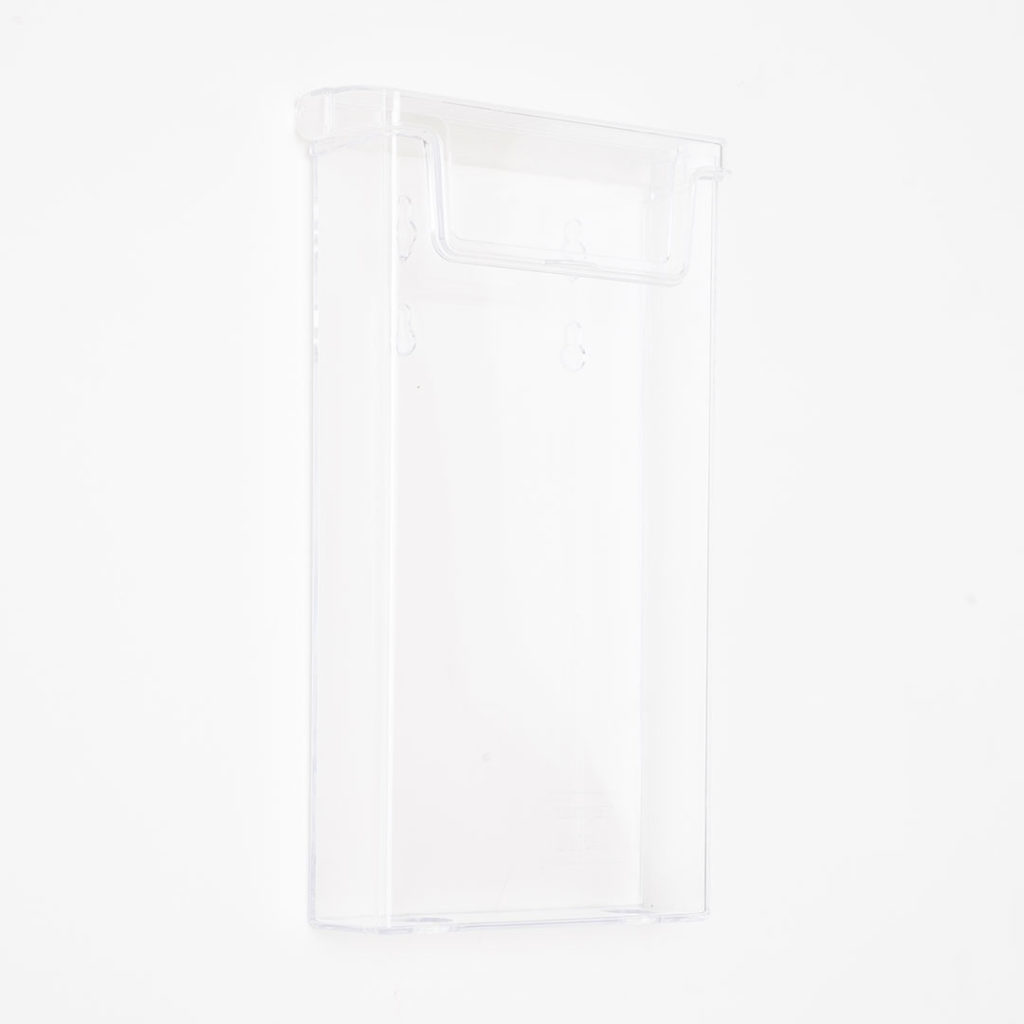 porta depliant da muro in plexiglass trasparente