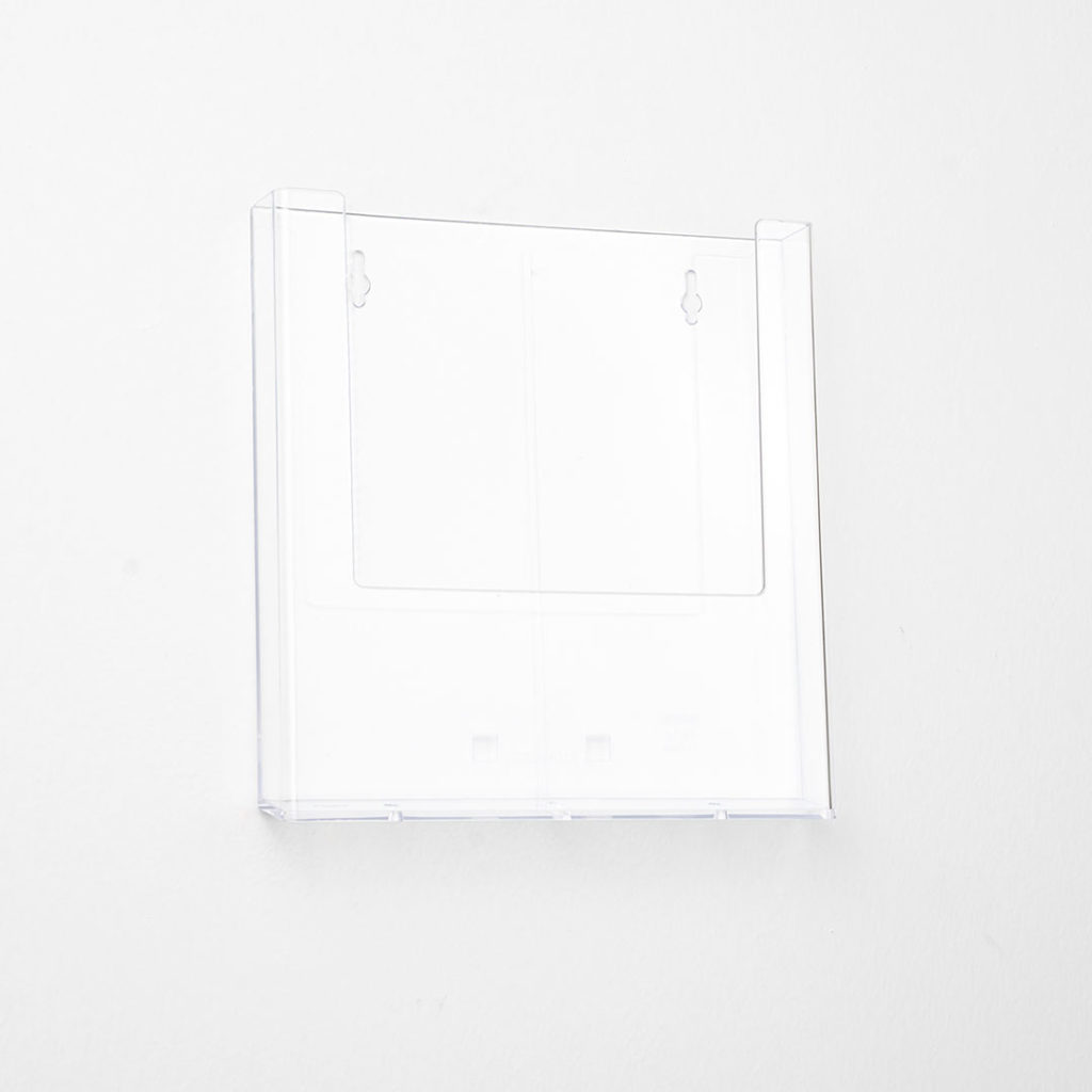 porta depliant da muro in plexiglass trasparente fissabile