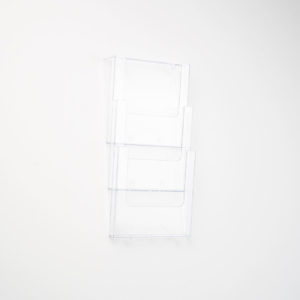 porta depliant in plexiglass trasparente da muro con viti