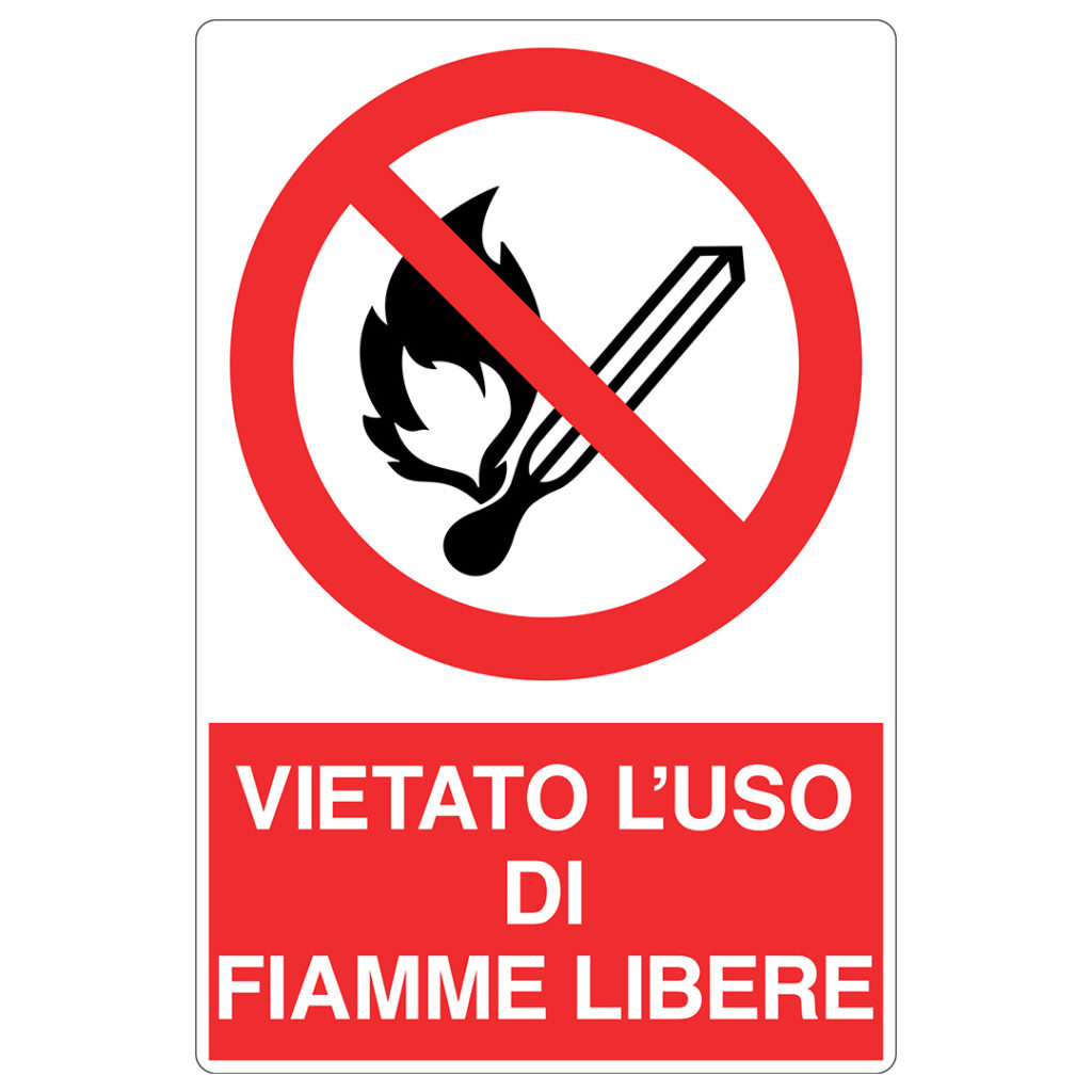 cartello vietato fiamme libere