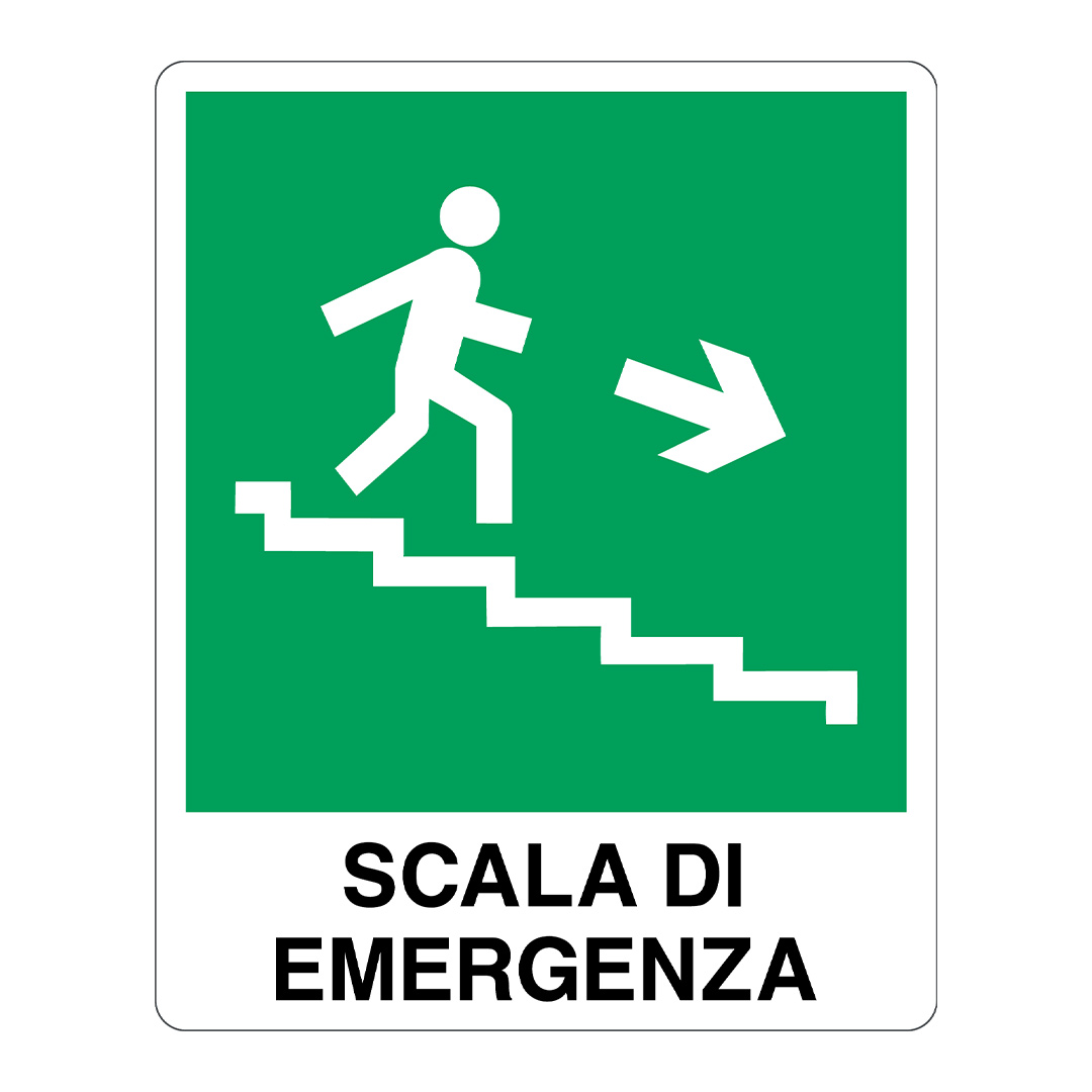 Cartello Uscita di emergenza destra Luminescente - C - Alluminio