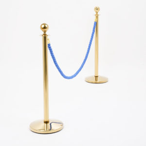 colonnina dorata da museo con cordone blu