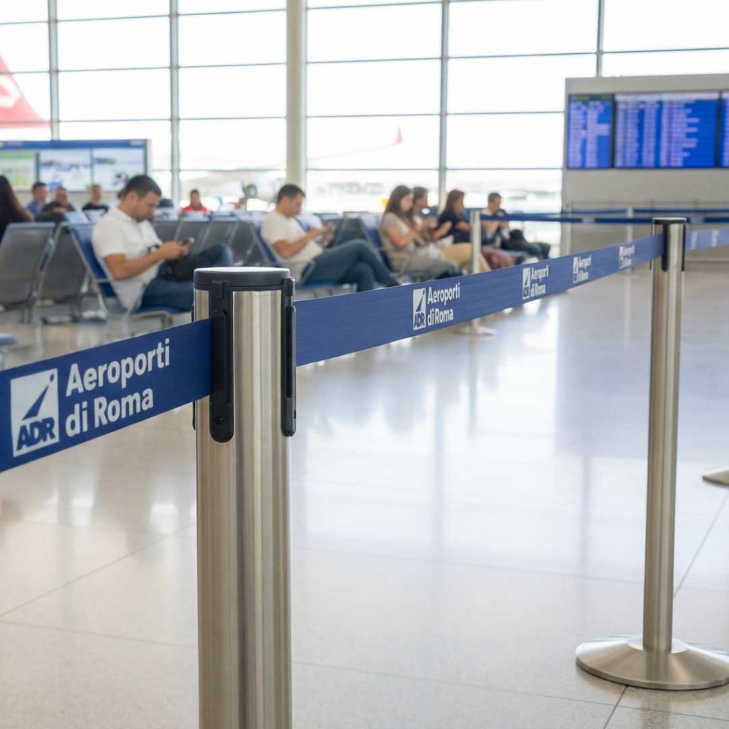 colonnina segnapercorso con nastro personalizzato