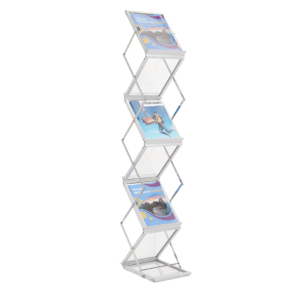 Espositore da terra piegevole in alluminio e plexiglass