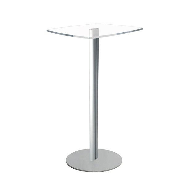 Tavolo Help Desk in plexiglass con base a 2 montanti in alluminio