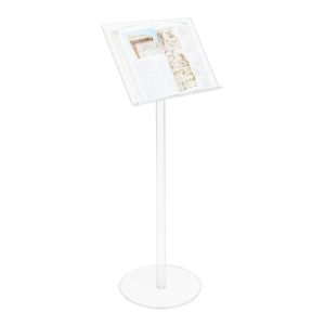 leggio in plexiglass con ripiano trasparente