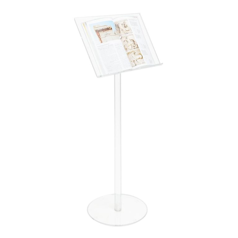 leggio in plexiglass con ripiano trasparente