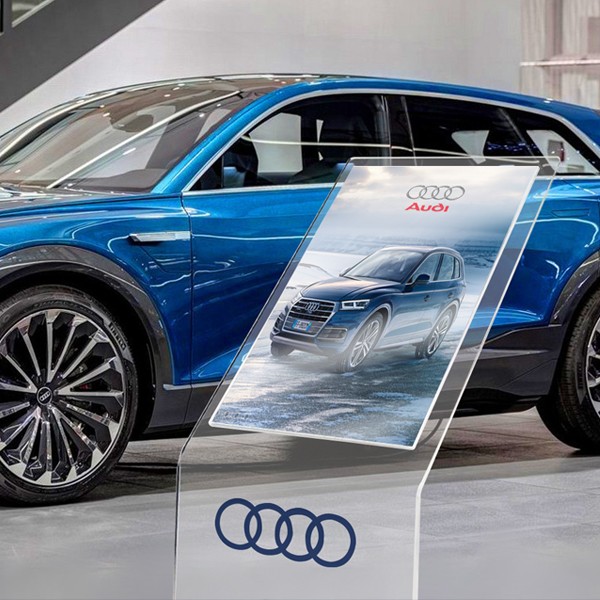 leggio in plexiglass con logo