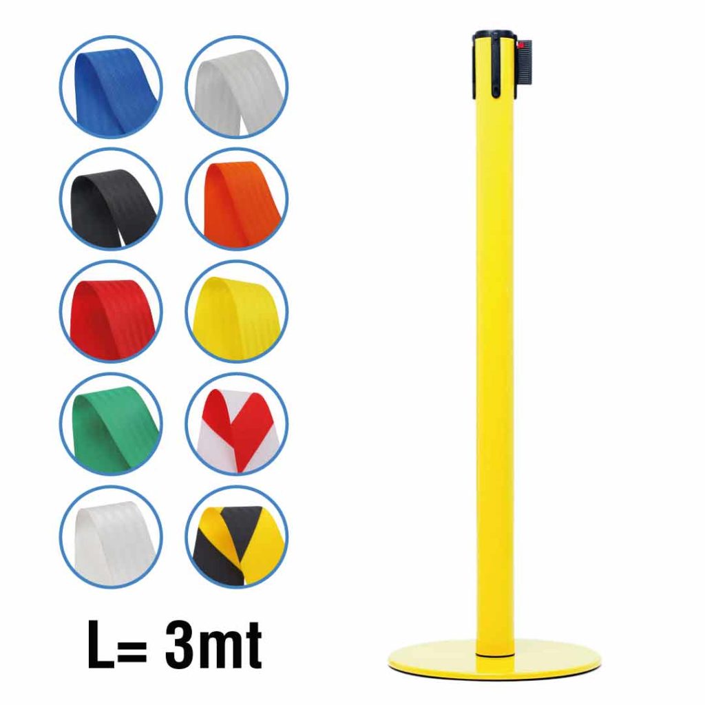 colonnina autoportante con nastro gialla