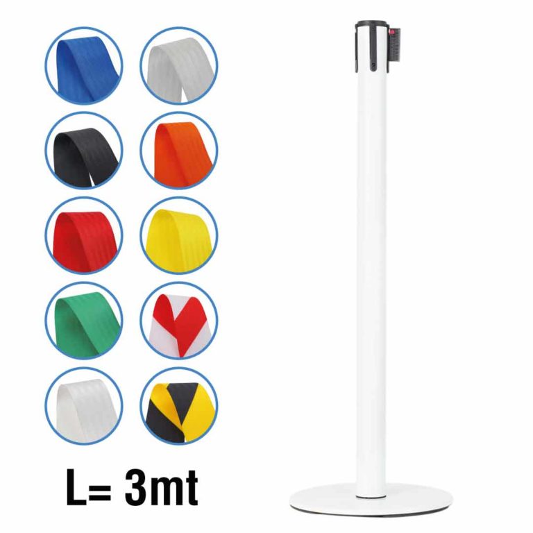 colonnina autoportante con nastro segna percorso bianco rosso