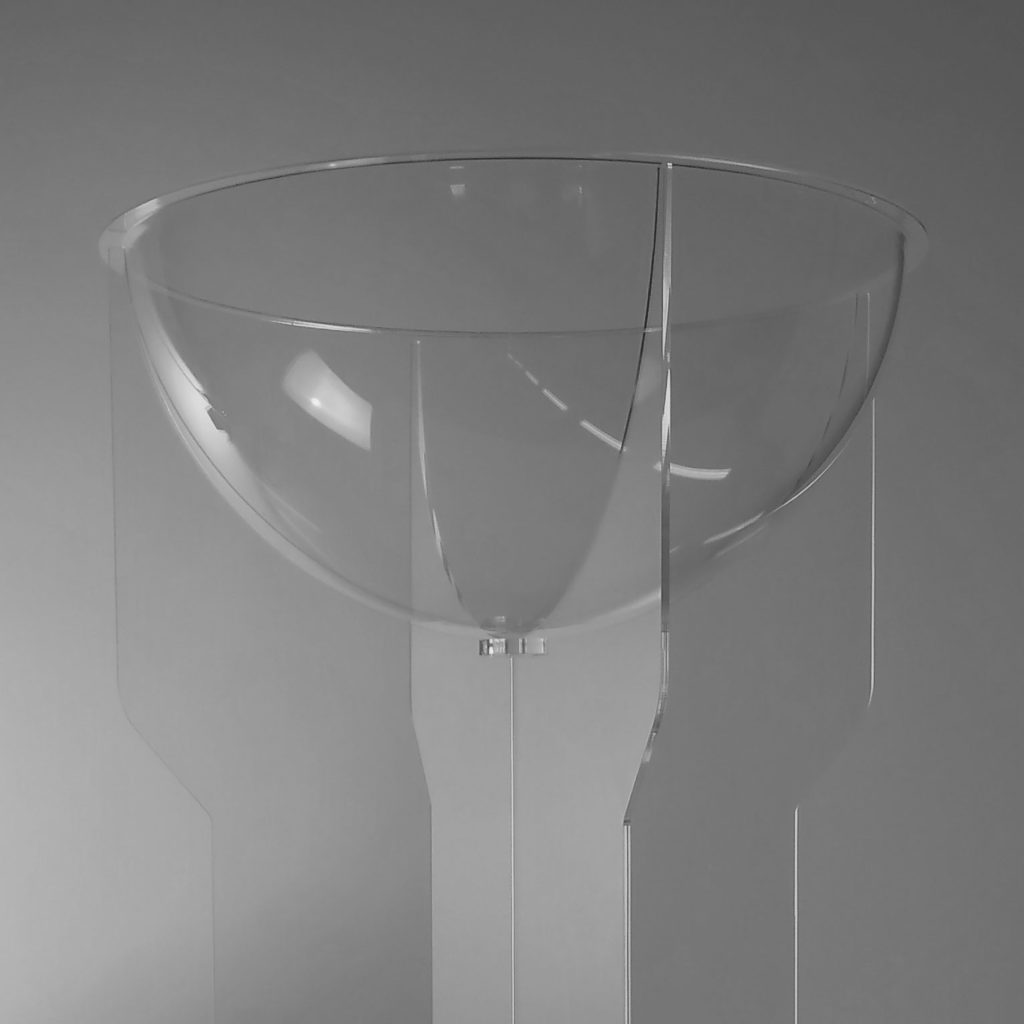Cesto in plexiglass da terra con sfera ⌀ 50 cm