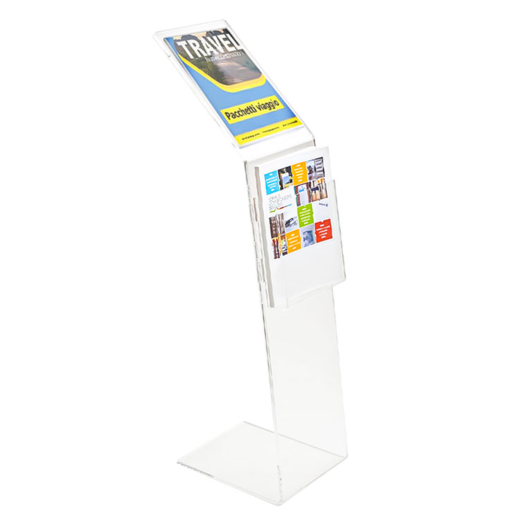 Leggio in plexiglass a 2 tasche frontali