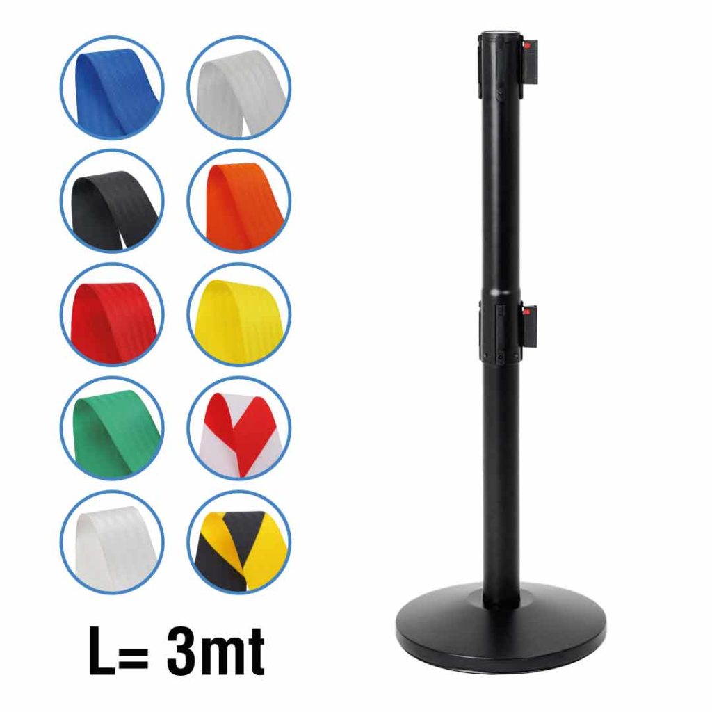 colonnina autoportante finitura nero opaco con doppio nastro