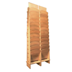 porta depliant in legno con 24 tasche