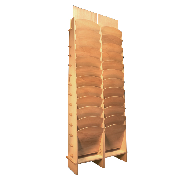 porta depliant in legno con 24 tasche