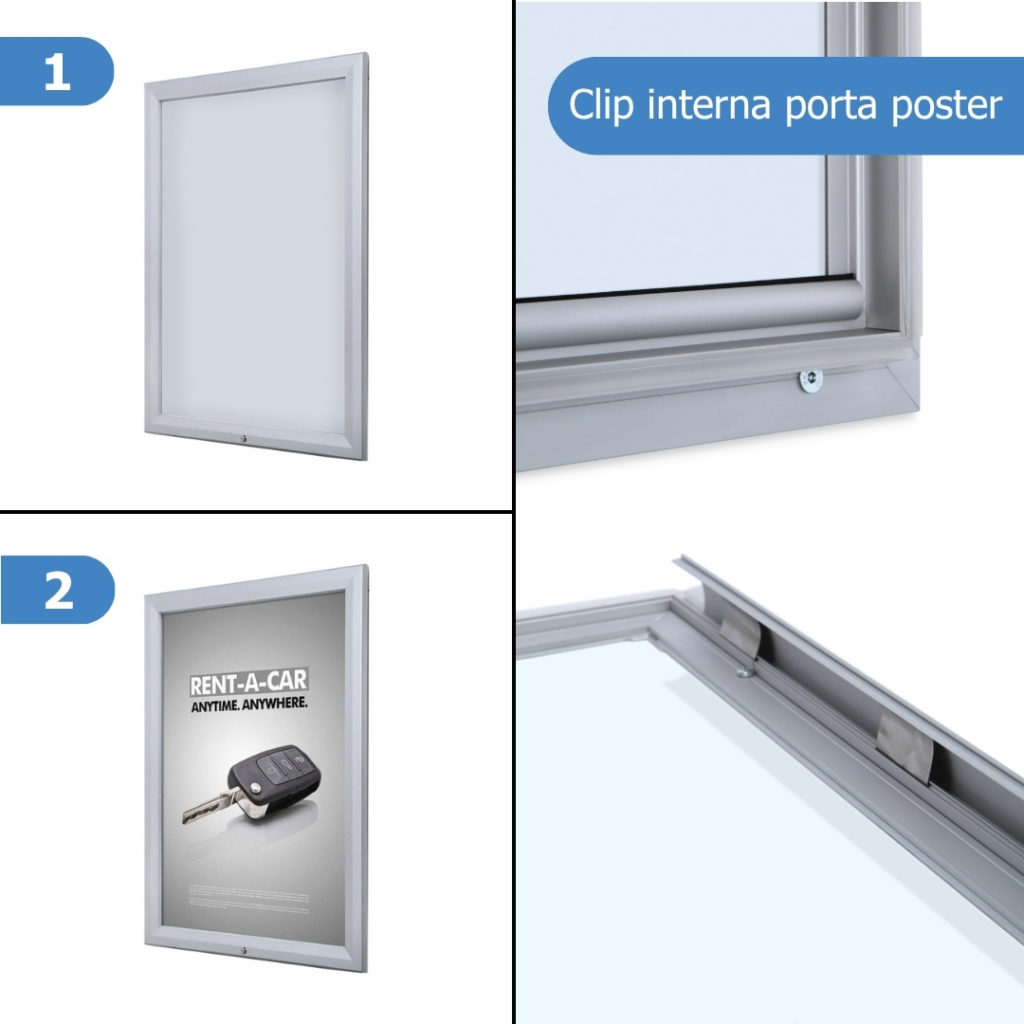 bacheca porta poster con clip interna