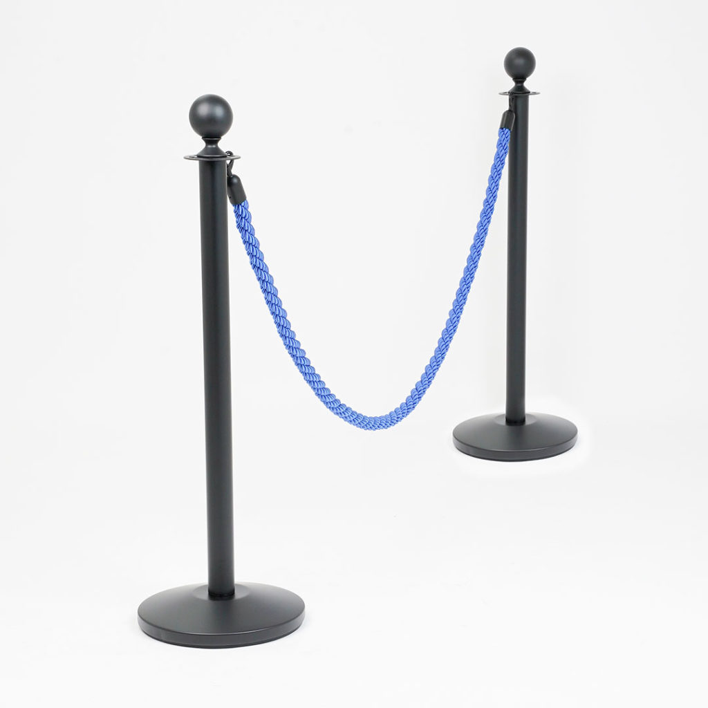 colonnina nera da museo con cordone blu