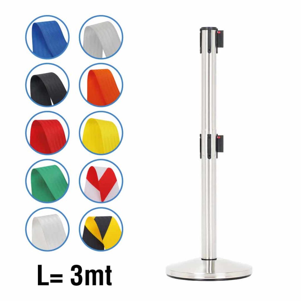 colonnina con doppio nastro retrattile segna percorso