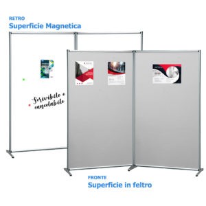 Pannello divisorio Duplex doppio: fronte magnetico e retro in feltro