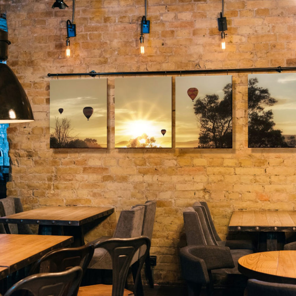 Quadro fonoassorbente da parete con stampa su tessuto, per bar e ristoranti