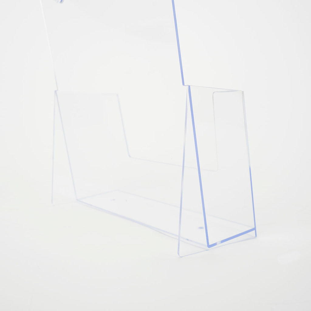 porta depliant da banco in plexiglass trasparente