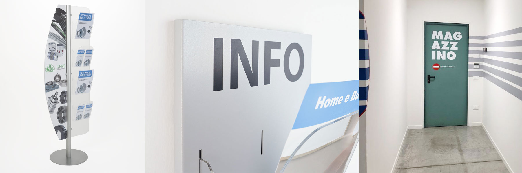 Applicazioni stampa Eco Solvent per espositori, targhe e totem pubblicitari