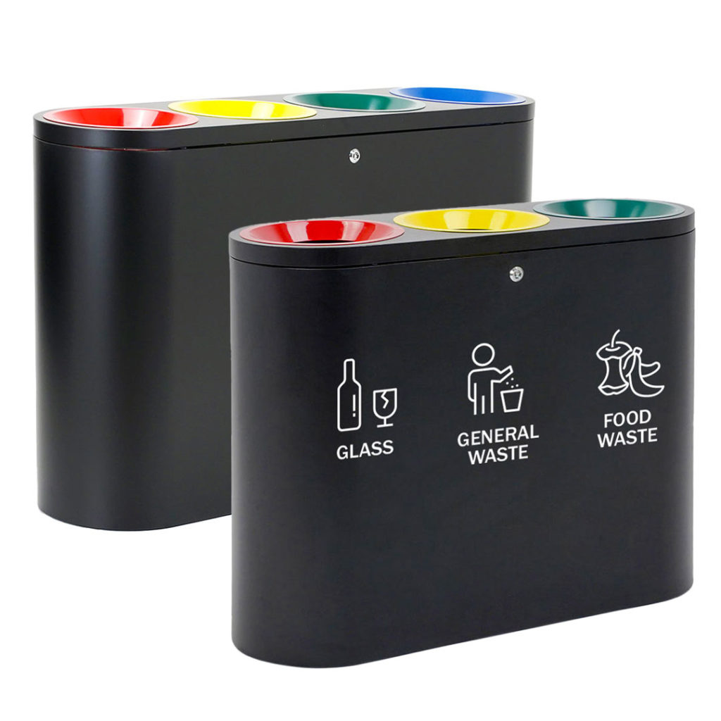 cestini con scoparti per la raccolta differenziata