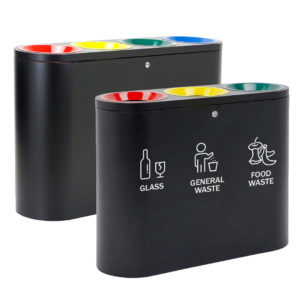 cestini con scoparti per la raccolta differenziata