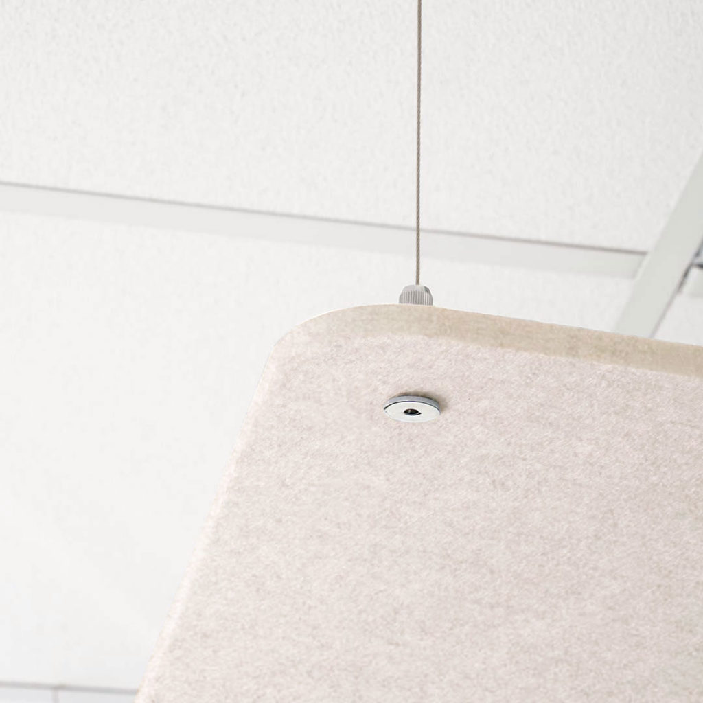pannello fonoassorbente da soffitto angolo arrotondato beige
