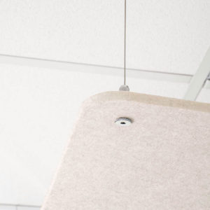 pannello fonoassorbente da soffitto angolo arrotondato beige