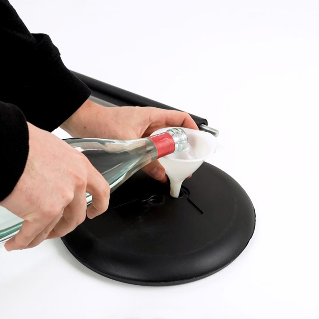 leggio telescopico con base riempibile con acqua