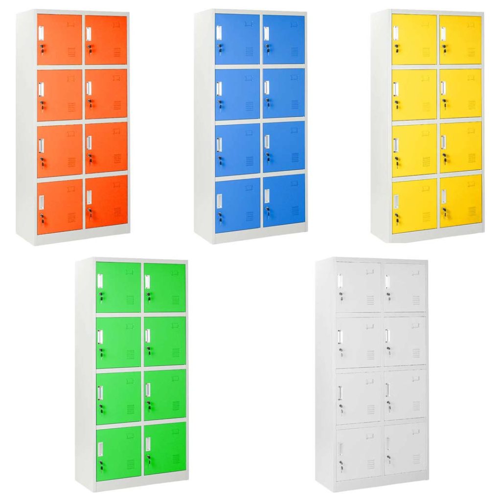 armadietti spogliatoio con ante colorate