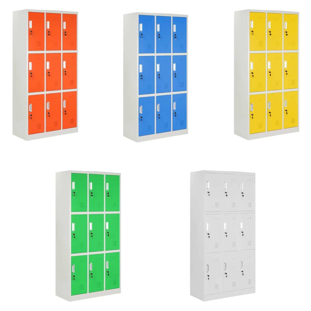 armadietti spogliatoio con ante colorate