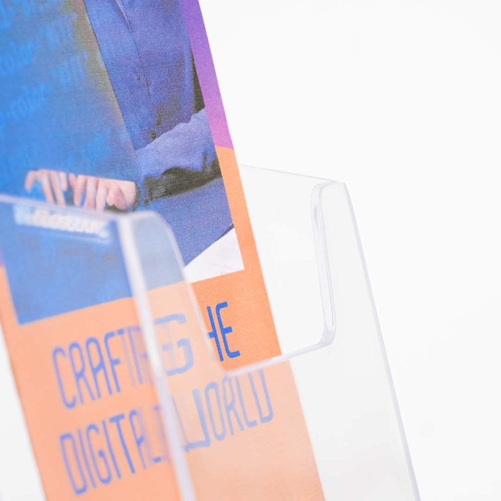 dettaglio tasca porta brochure da tavolo