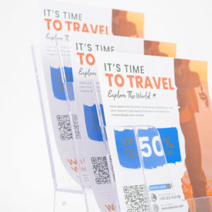 dettaglio tasche porta depliant da tavolo formato a5