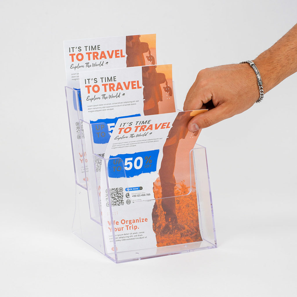 porta depliant da tavolo tre tasche formato a5