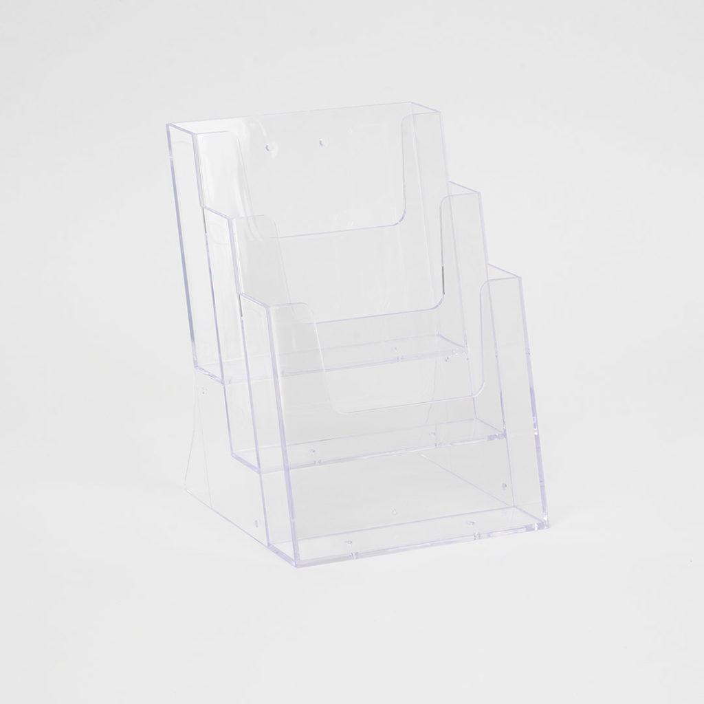 porta depliant da tavolo in acrilico 3 tasche